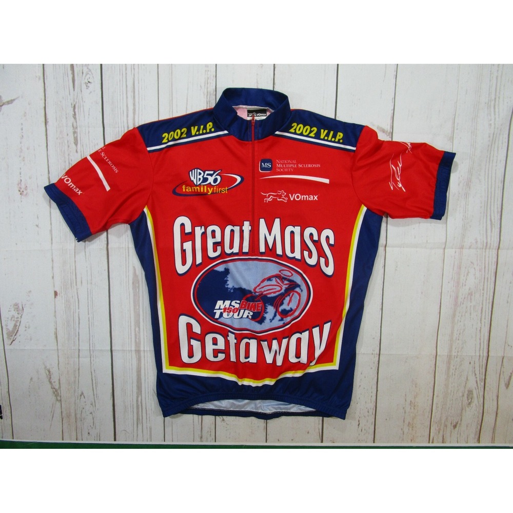 VOmax Mens Cycling Bike Jersey Shirt Medium USA Made SS bottle holder 2002